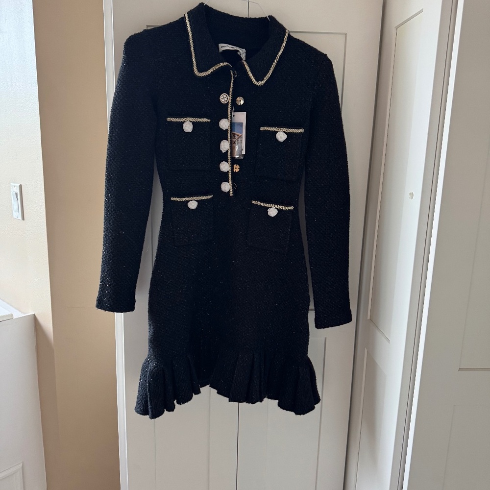 NWT SELF PORTRAIT BLACK LONGSLEEVE DRESS WITH EMBELISHMENTS